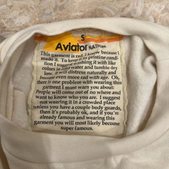 Aviator Nation Cream Sweater with Rainbow Stripes - Picture 9 of 9